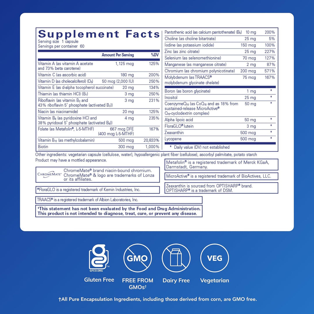Suplemento dietético, multivitamina, una al día, nutrientes esencia...