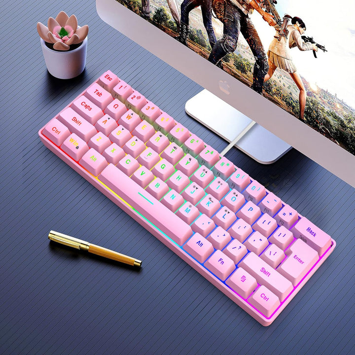 Snpurdiri - Teclado para videojuegos 60% con cable, retroiluminado...