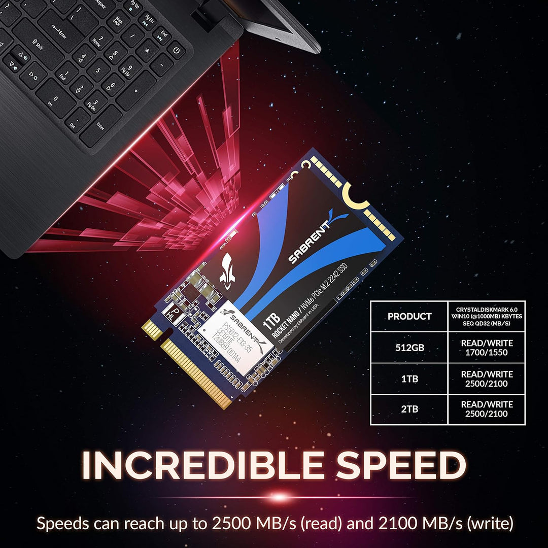 SABRENT 1TB Rocket NVMe PCIe M.2 2242 DRAM SSD interno de alto rend...