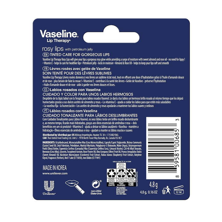 Vaseline Lip Therapy Care Rosy, Nutrición de Acción Rápida, Ideal p...