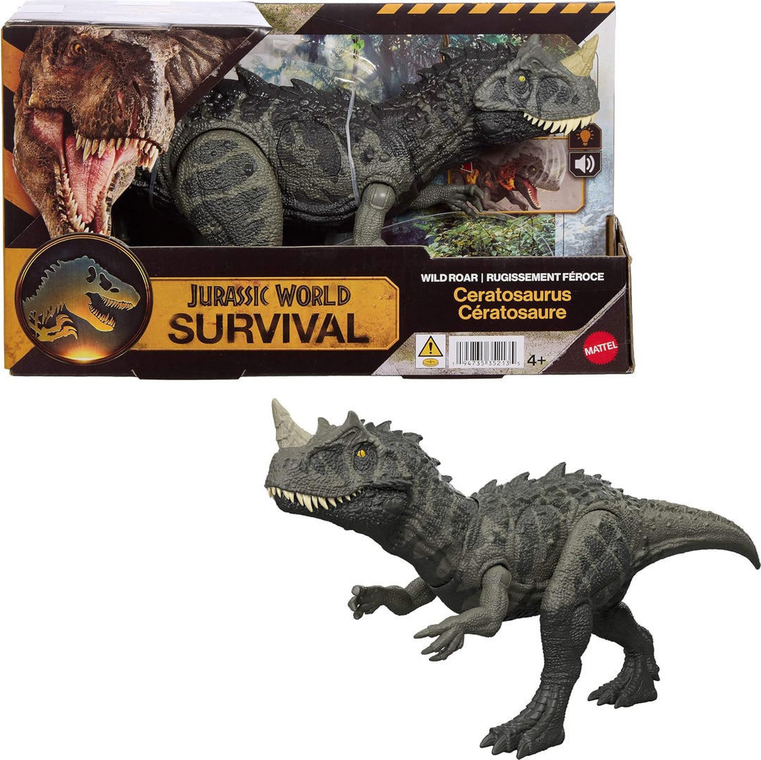 Mattel Jurassic World Wild Roar Ceratosaurus - Figura de acción de...