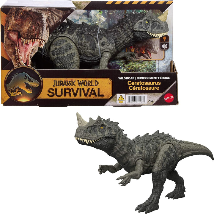 Mattel Jurassic World Wild Roar Ceratosaurus - Figura de acción de...