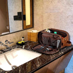 Elviros Neceser para hombre de cuero sintético para afeitado Dopp Kit