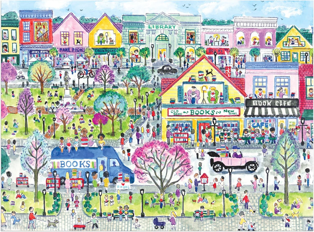 Galison Book Townscape - Rompecabezas de 1000 piezas de Michael Storrings con hermosas ilustraciones de un vecindario temático de libro