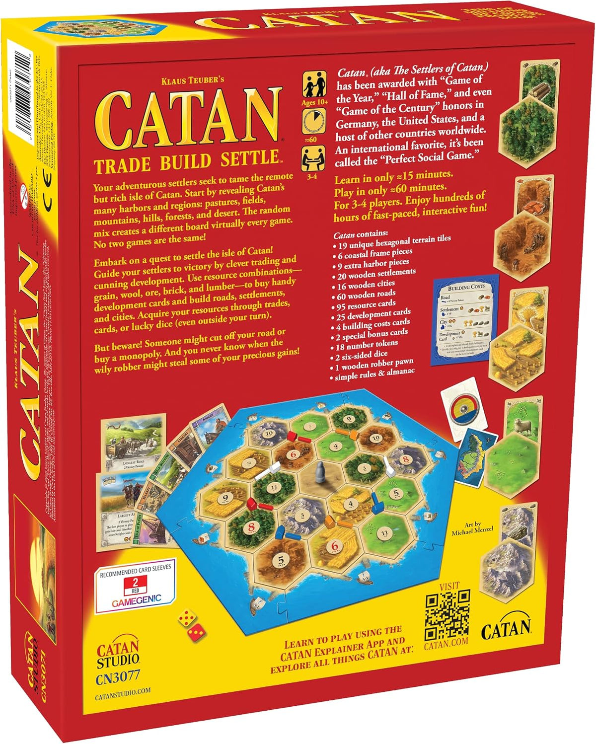 Juego de mesa CATAN - ¡Embárcate en un viaje de descubrimiento y comercio! Juego de estrategia de construcción de civilizaciones, juego de mesa familiar para niños y adultos, a partir de 10 años, 3-4