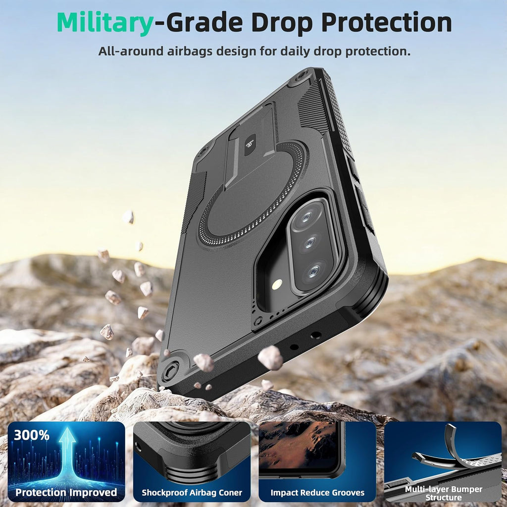 ONES Funda para Samsung Galaxy A56 5G / A36 5G, grado MIL, a prueba de caídas, doble capa a prueba de golpes, bolsa de aire de esquina, soporte de anillo integrado, compatible con carcasa