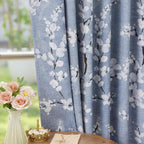 FMFUNCTEX Cortinas florales opacas azules para dormitorio, 84 pulgadas, 2