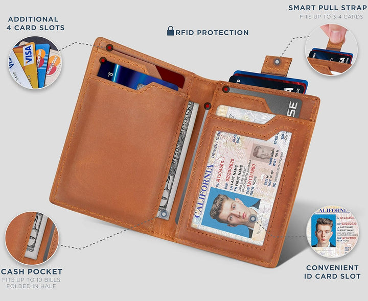 SERMAN BRANDS \u2013 Carteras para hombre, delgadas, de cuero, con...