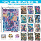 Paquete de 12 kits de arte de diamantes para adultos, animales, kit de pintura de diamantes de 12 x 16 pulgadas