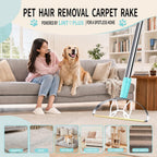 Rastrillo para Alfombras Ultra Largo de 63'' de Servicio Pesado - Removedor Eficiente de Pelo de Mascotas para Alfombras, Tapetes y Muebles, Raspador de Alfombras de Limpieza Profunda, Herramienta