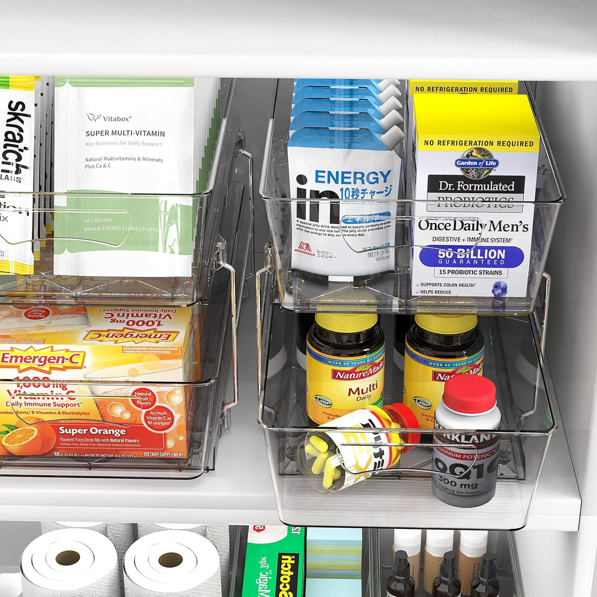 Simple Houseware - Cajón organizador de cesta extraíble de 2 niveles, transparente