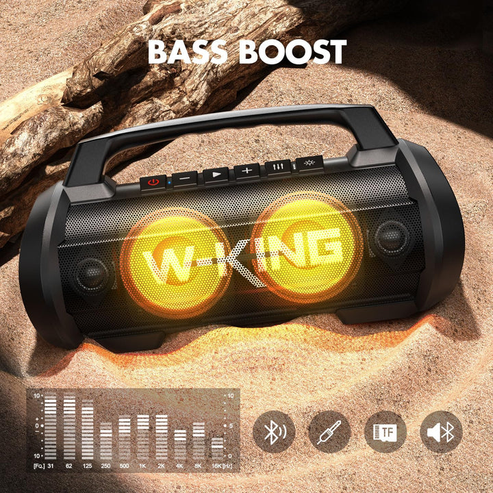 W-KING Altavoz Bluetooth portátil con micrófono inalámbrico, 120 W...