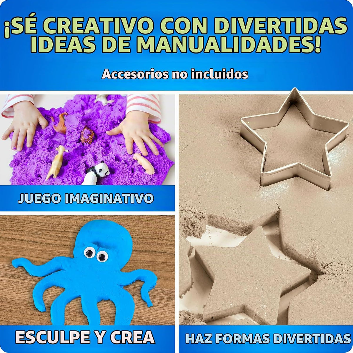National Geographic Moon Sand - Juego sensorial de 6 libras con moldes de
