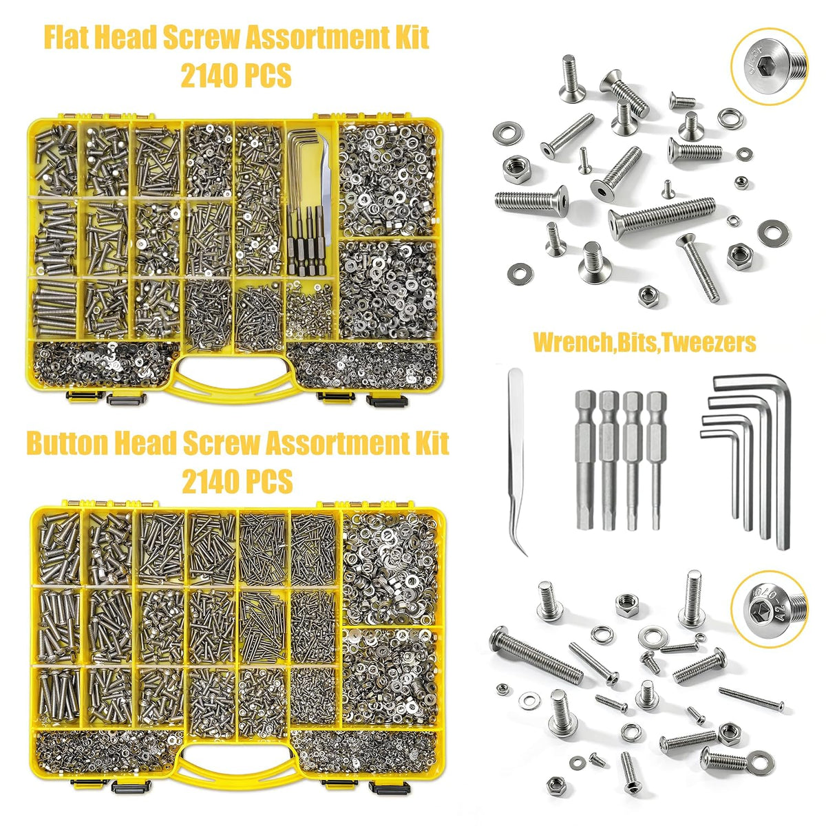 ZTF Surtido de tornillos métricos, tornillos de acero inoxidable M2 M3 M4