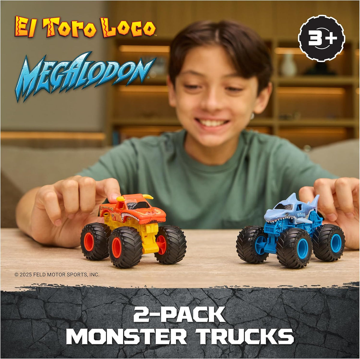 Monster Jam Smash &amp; Bash 2-Pack Monster Trucks, Megalodon &amp;...