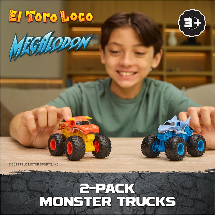 Monster Jam Smash &amp; Bash 2-Pack Monster Trucks, Megalodon &amp;...