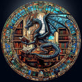 Rompecabezas Redondos para Adultos 1000 Piezas, Rompecabezas Difíciles y Desafiantes para Adultos, Rompecabezas de 1000 Piezas de la Biblioteca del Dragón para Personas Mayores, Rompecabezas