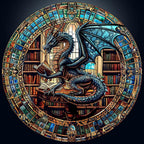 Rompecabezas Redondos para Adultos 1000 Piezas, Rompecabezas Difíciles y Desafiantes para Adultos, Rompecabezas de 1000 Piezas de la Biblioteca del Dragón para Personas Mayores, Rompecabezas