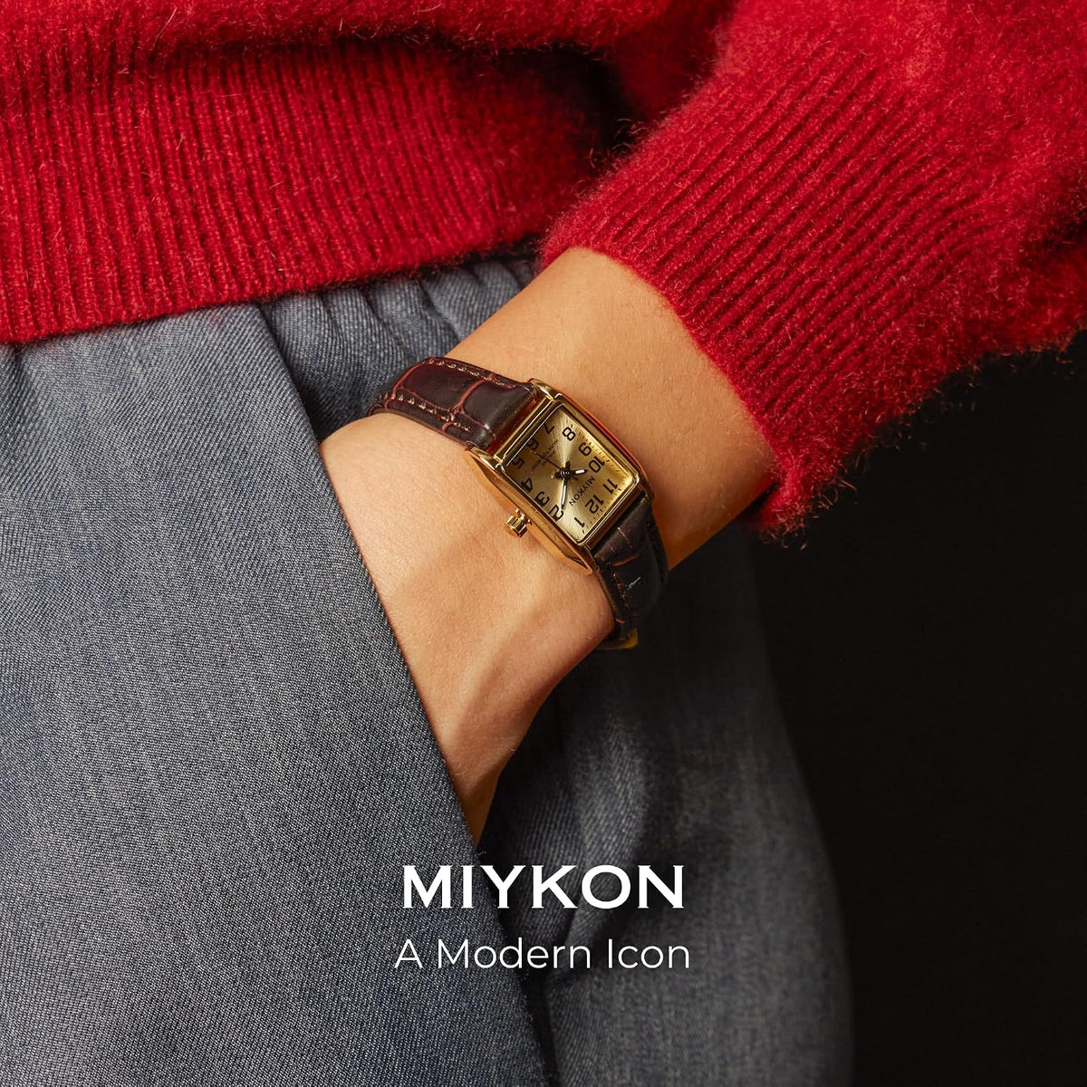 Reloj Miykon para mujer estilo vintage delicado, correa de cuero genuino, resistente al agua