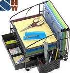 Simple Houseware Organizador de escritorio de 3 niveles con cajón