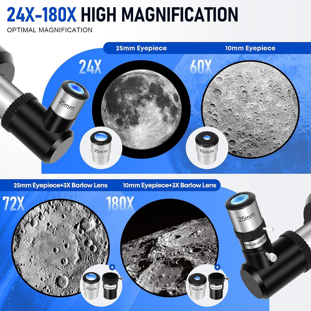 Telescopio para adultos y niños de alta potencia de 3.543 in de