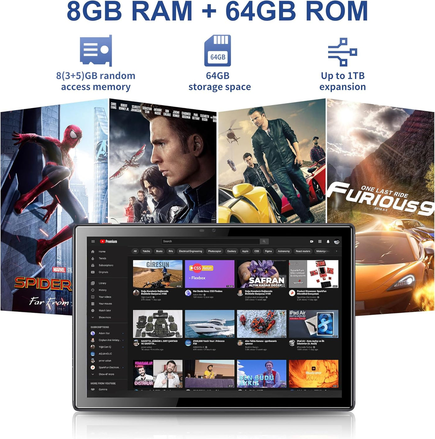 BYYBUO Tablet Android 14, tablet de 10.1 pulgadas con estuche, 6GB...