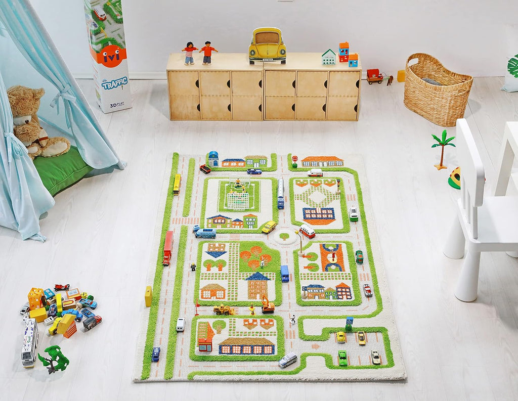 Alfombras de Juego 3D, Verde Tráfico, 39 x 59 Pulgadas