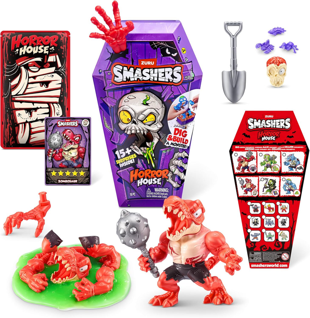 Smashers Horror House (Zombosaur) de ZURU, juguete interactivo, juguete coleccionable para niños y adolescentes