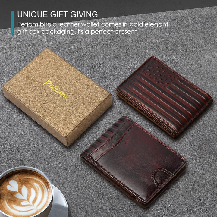 Cartera Pefiam de cuero de grano completo para hombres - Cartera de...
