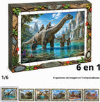 TOSY Picture Cube Life with Dinos: rompecabezas magnético 6 en 1, 80 bloques, 480 caras de rompecabezas, 0.63 pulgadas, B023, arte UV sin costuras, marco listo para exhibición, coleccionable, regalo