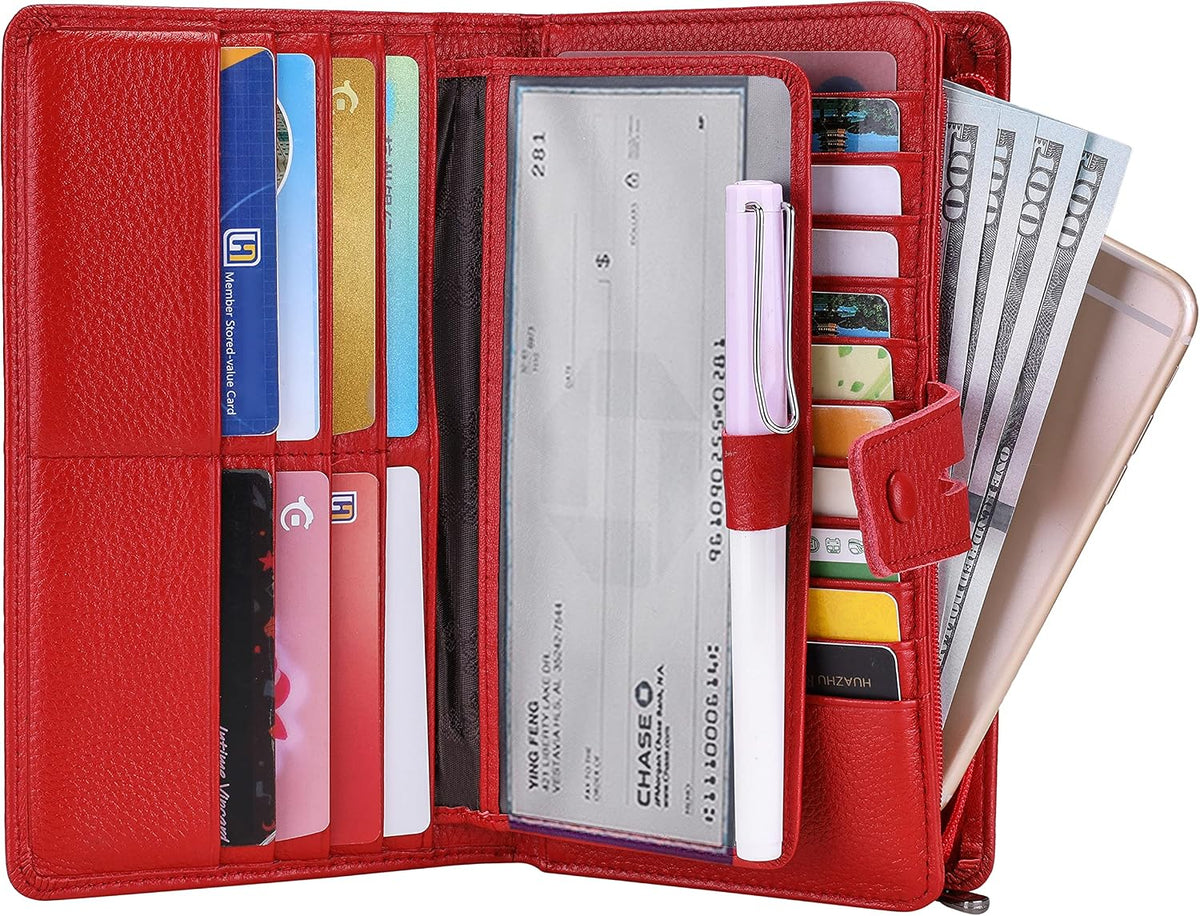 Itslife Billetera para Mujeres, Gran Capacidad con Bloqueo RFID, Billeteras de Cuero Organizador de Tarjetas de Crédito, Billetera para Damas con Portachequera