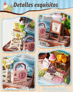 Rolife Kit de casa en miniatura de helado de verano