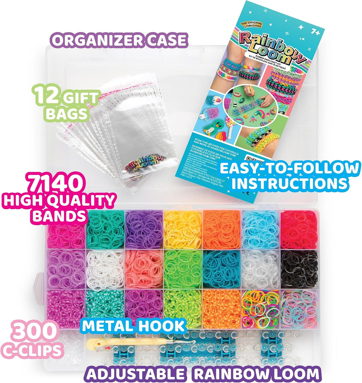 Rainbow Loom Juego combinado MEGA, cuenta con más de 7000 bandas de goma