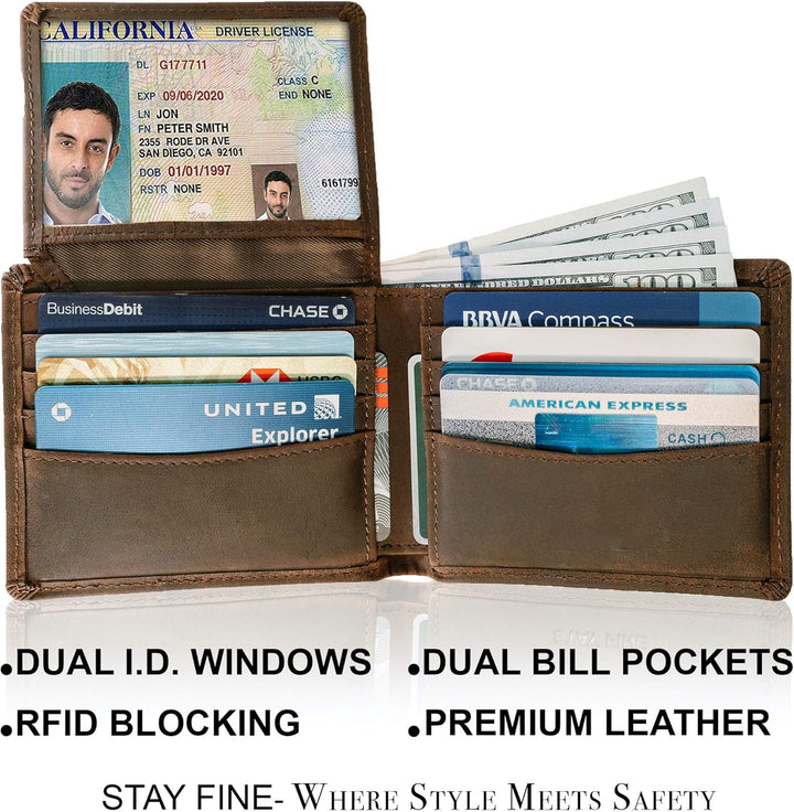 STAY FINE Carteras para hombres con bloqueo RFID | Billetera bifold...