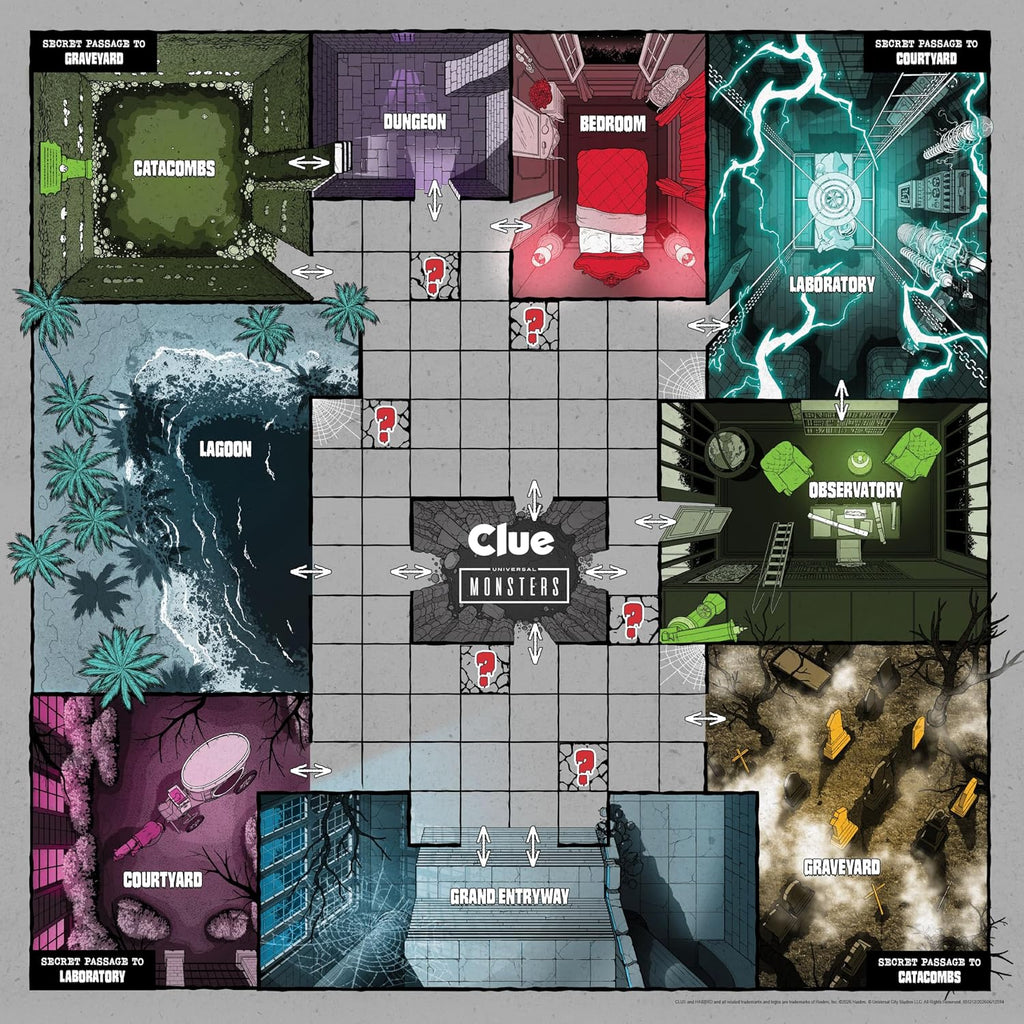 CLUE: Juego de mesa Universal Monsters, explora, deduce y resuelve el misterio