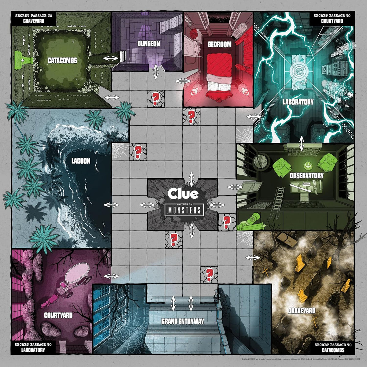 CLUE: Juego de mesa Universal Monsters, explora, deduce y resuelve el misterio