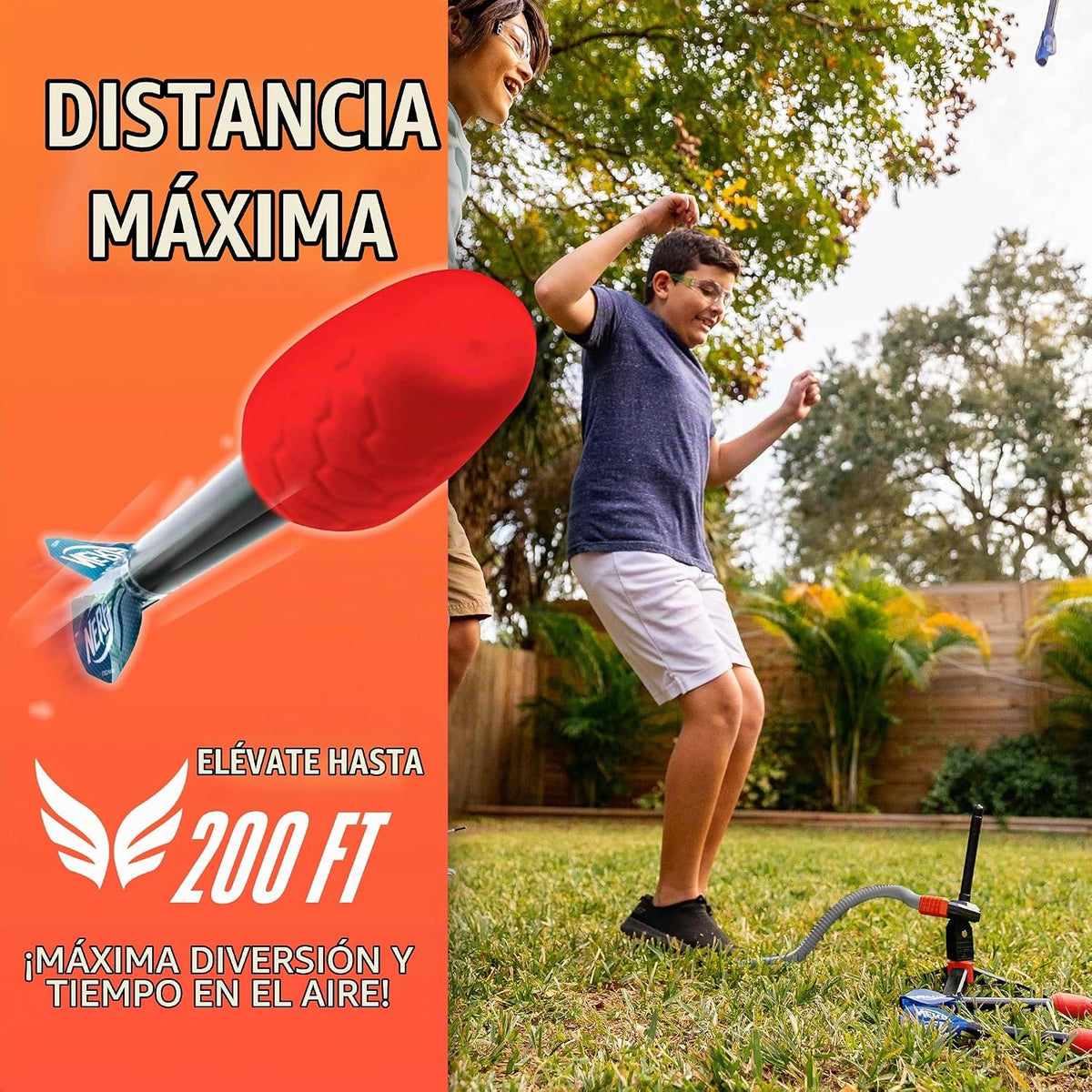 NERF Rip Rocket Stomp Launcher - Lanzador de cohetes de espuma impulsado por salto