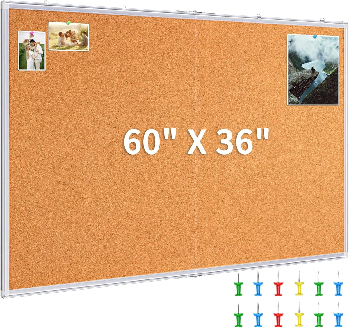 Maxtek Tablero de corcho de 60 x 36 pulgadas, tablero de anuncios grande