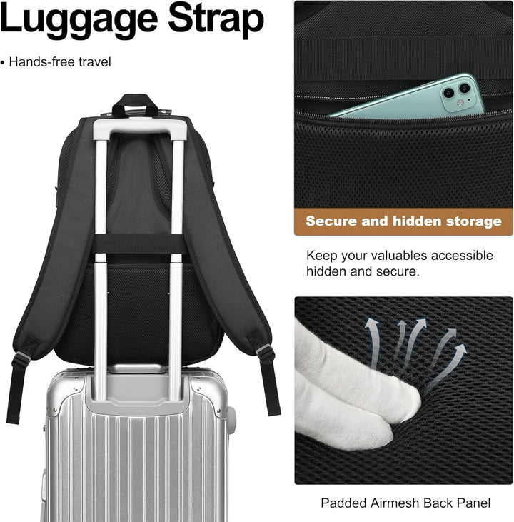 Mochila para laptop Boavan para hombres (Negro, 15.6 pulgadas), Ele...