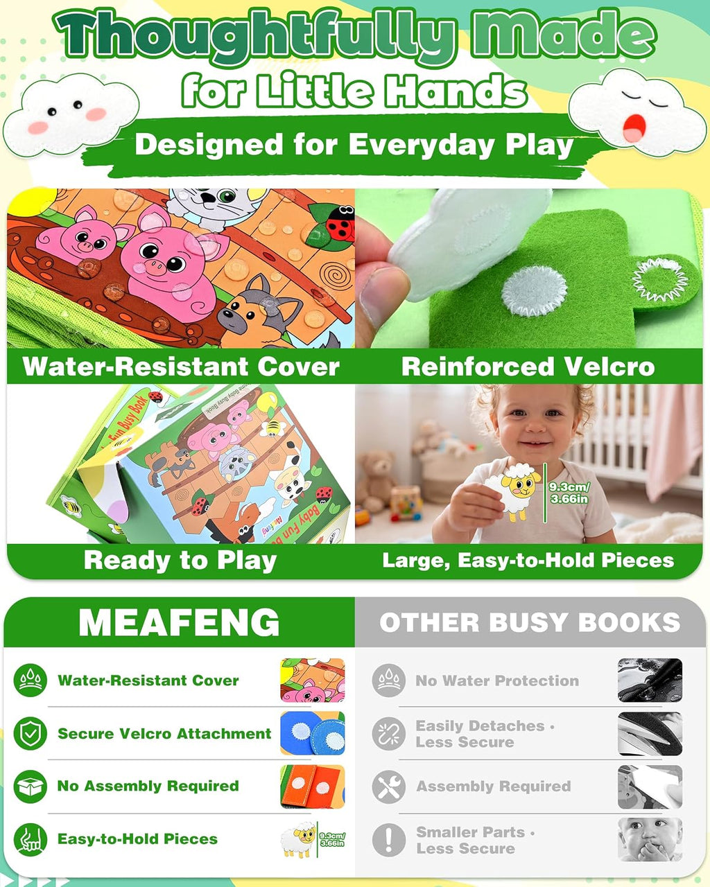 Tablero de actividades para niños pequeños, libro de actividades de