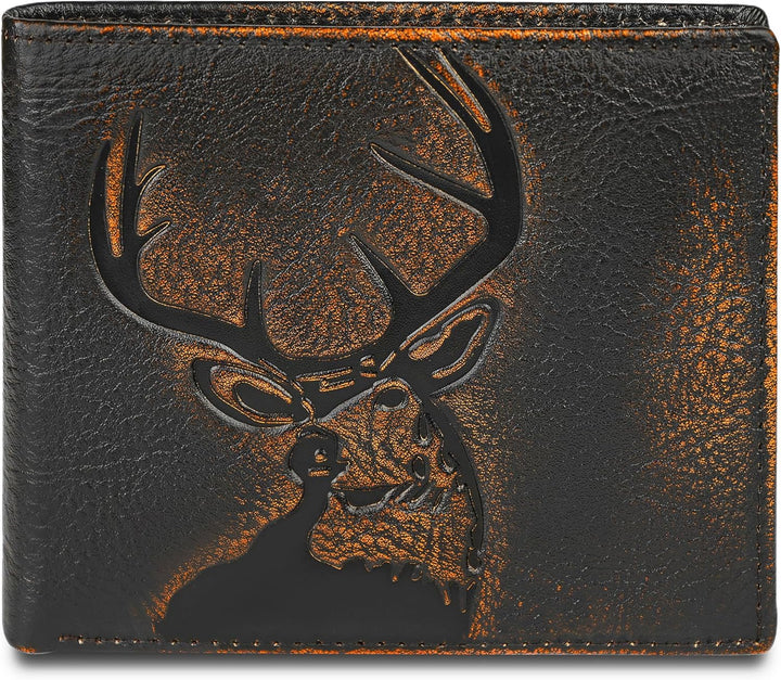 DK86 Cartera de cuero genuino para hombre, billetera biplegable con...