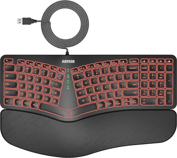 Arteck - Teclado USB Ergonómico con Cable con