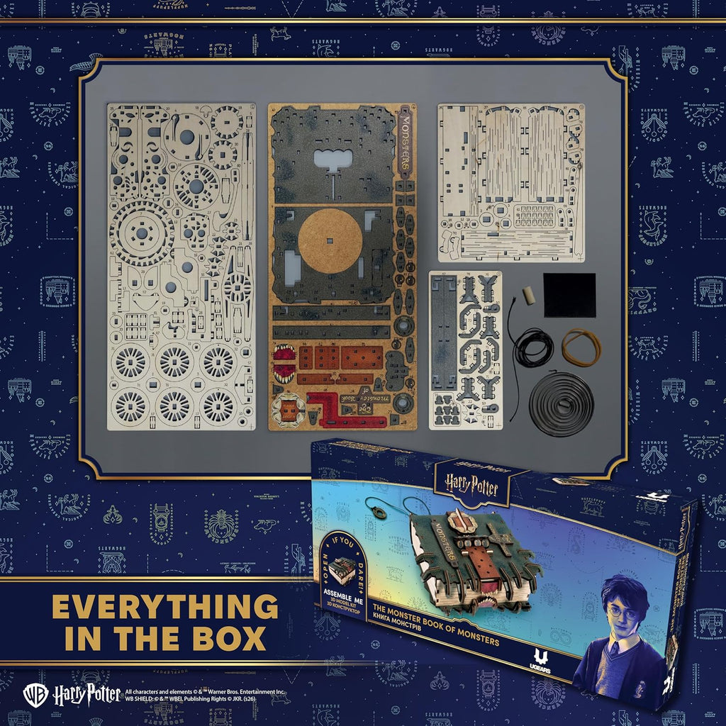 UGEARS Harry Potter El libro de monstruos - Rompecabezas de madera 3D para adultos, kits de modelo mecánico de madera para adultos para construir, kit de manualidades de construcción de bricolaje