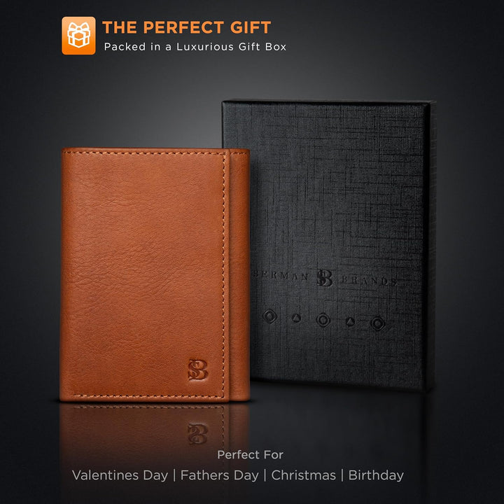 SERMAN BRANDS Billetera plegable para hombre con bloqueo RFID - Cue...