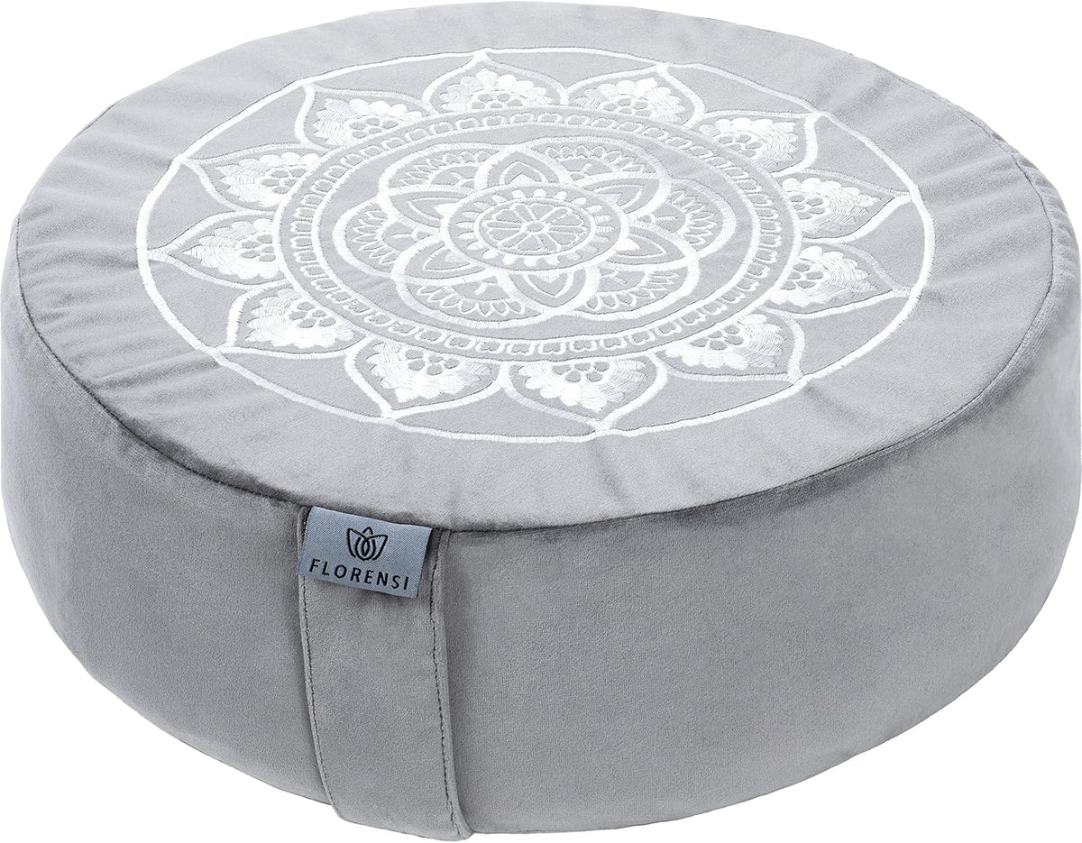 Florensi - Cojín de meditación - Cómoda almohada de suelo - Tradicional almohada de meditación tibetana con hermosa cubierta de terciopelo - Cojín de suelo grande para sentarse para adultos - Respaldo