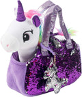 Little Jupiter Juego de mascotas de felpa con bolso, animales de peluche para niñas, peluches de unicornio, regalo para edades de 4 a 5 años, 6 a 7 años (unicornio blanco)