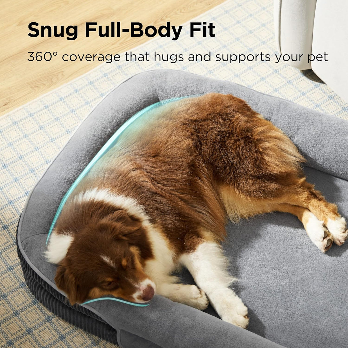 Bedsure Camas ortopédicas para perros con cojín ovalado de 360 °, perro de