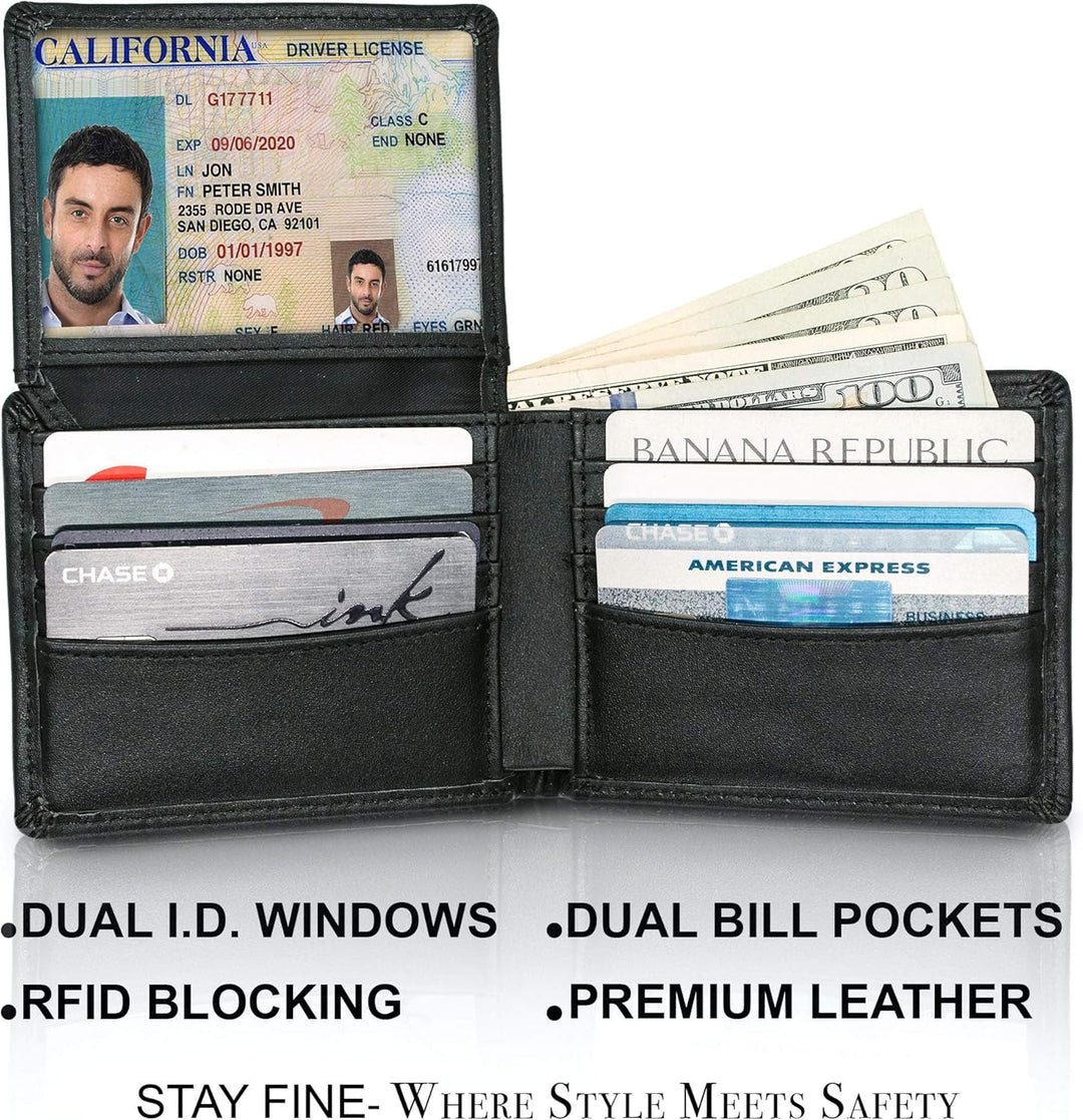 STAY FINE Carteras para hombres con bloqueo RFID | Billetera plegab...