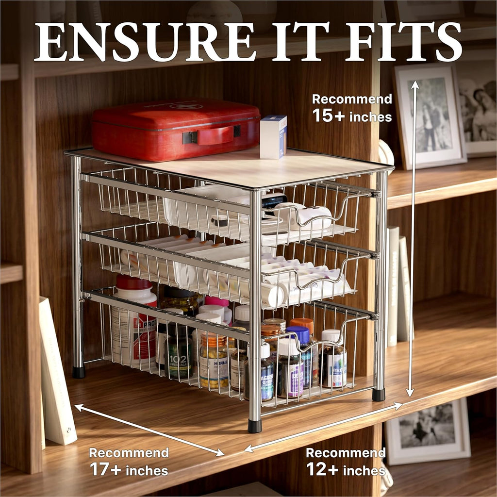Simple Houseware - cajón organizador apilable de 3 niveles, color cromo