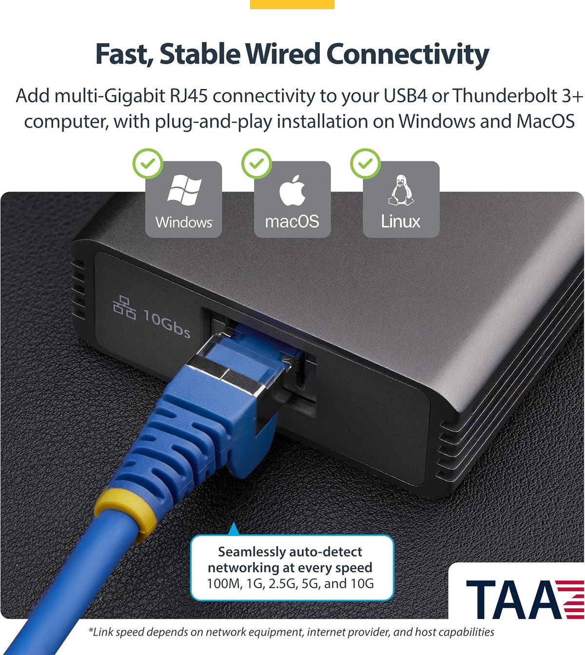 StarTech Adaptador Ethernet USB4 de 10 GbE, Thunderbolt 3/4/5